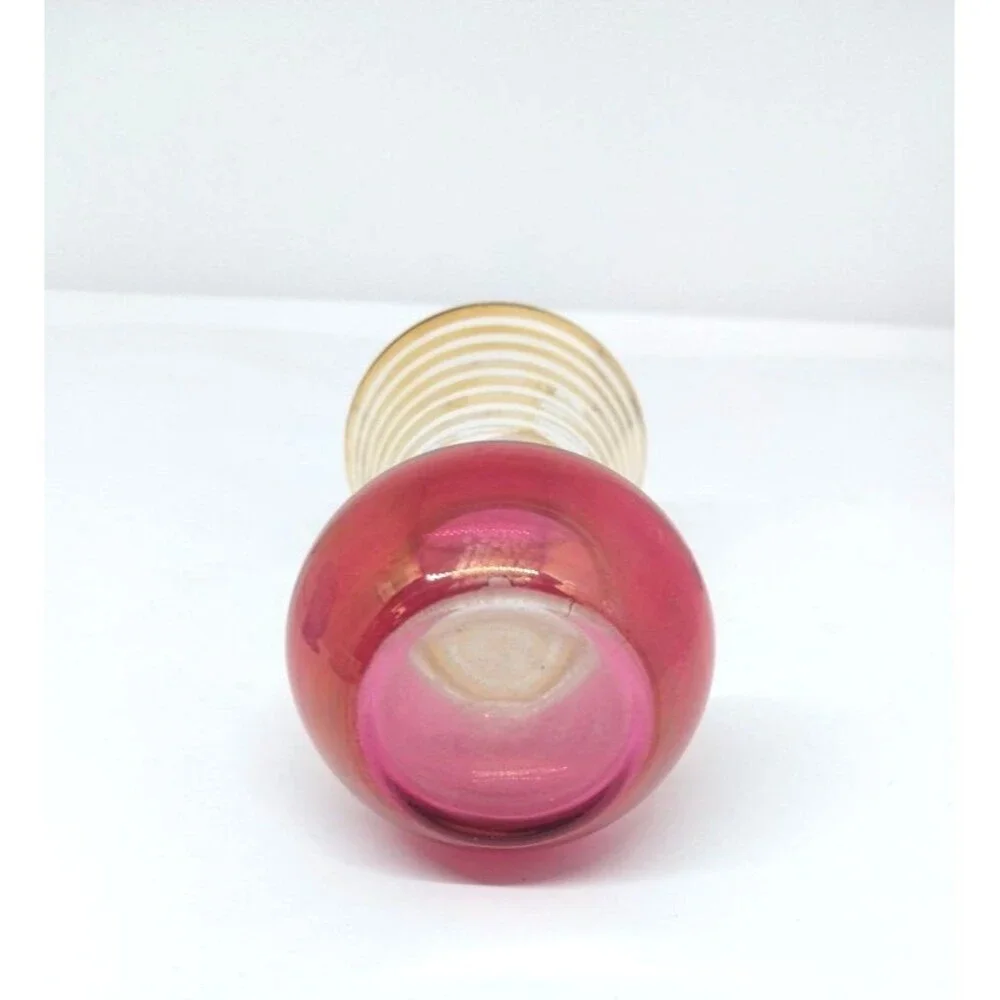 Vintage Bartlett Collins Atomic MCM Small Vase Red W/ Gold Stripes